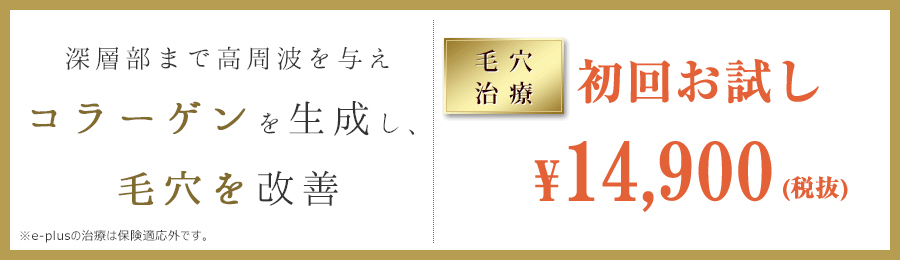 深層部まで高周波を与えコラーゲンを生成し、毛穴を改善　￥14,900
